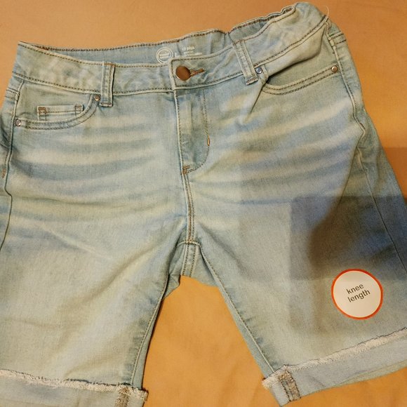 Girls Wonder Nation Denim Stretch Shorts - Picture 1 of 5